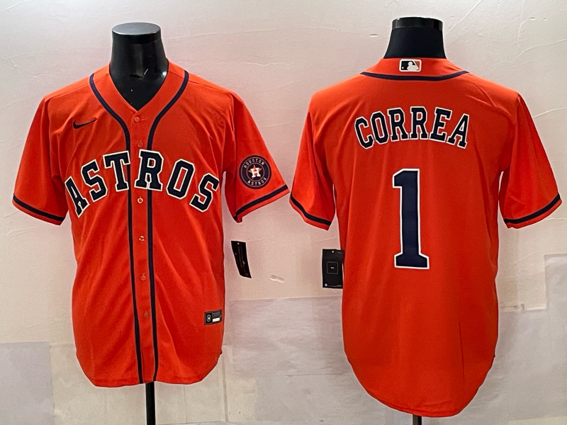 Youth 2025 Houston Astros #1 Correa orange Nike MLB Jersey 001->mlb hats->Sports Caps